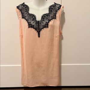 Escada Peach Chemise with Black Lace Detail NWT